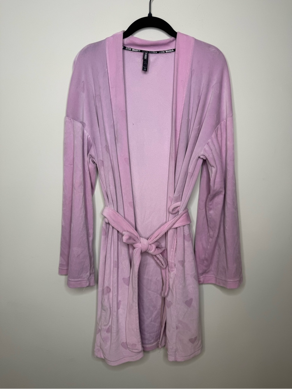 Steve Madden Light Pink Heart Plush Robe